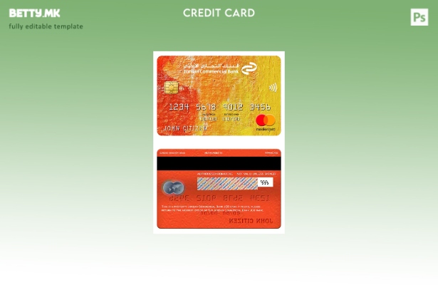 Модерен стил на шаблон за мастеркарти за банкарска банка Џордан Комерцијална бан